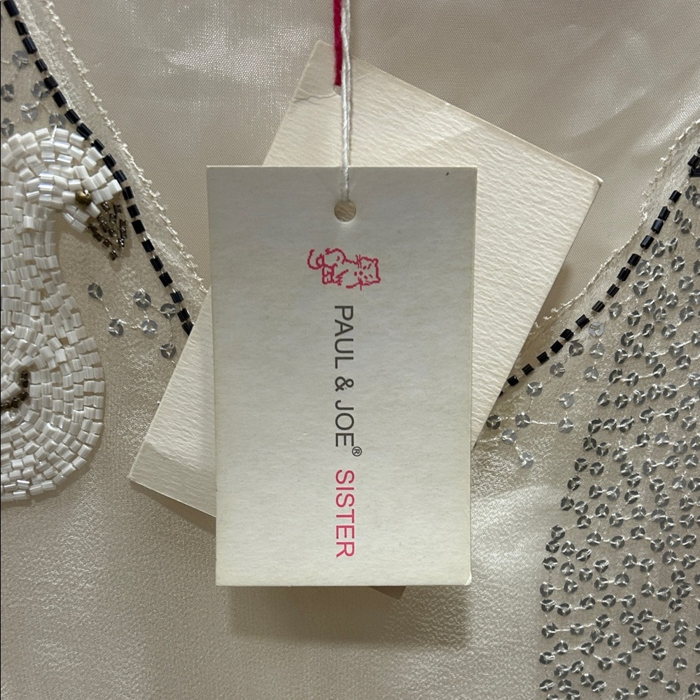 Paul & Joe Sister - Elegant Cream flapper style Dress beaded swans Silk - Picture 3 of 15